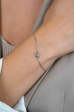 ZINZI zilveren armband met verbonden hartjes, witte zirkonia's 17-19cm ZIA2493