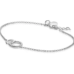 ZINZI zilveren armband 2 open rondjes verbonden wit ZIA1782