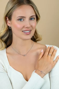 ZINZI zilveren armband 2 open rondjes verbonden wit ZIA1782