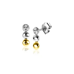 ZINZI zilveren bicolor oorstekers (8mm) met drie bolletjes onder elkaar ZIO2393