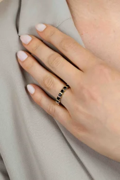 ZINZI zilveren bicolor ring vierkant en ronde zwarte zirconia's ZIR2252