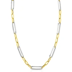 ZINZI zilveren bicolor schakelketting 45cm met ovale schakels 7mm breed ZIC2752