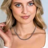 ZINZI zilveren brede gourmet ketting 42cm met ovale sluitring in 14K geel verguld ZIC2378