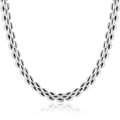 ZINZI zilveren brede rolex-style schakel-collier 8mm breed 43cm ZIC2764