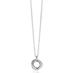 ZINZI zilveren collier 45cm met hanger van drie verbonden ringen (knoop-stijl) ZIC2890