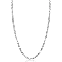 ZINZI zilveren collier 45cm met dubbele stijl: grove schakel en fijne kettingen ZIC2781