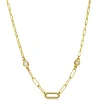 ZINZI zilveren collier extra 14K geel verguld paperclip schakel met witte ronde zirconia's 42-45cm ZIC2264G