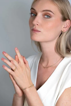 ZINZI zilveren collier extra 14K geel verguld paperclip schakel met witte ronde zirconia's 42-45cm ZIC2264G