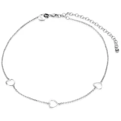 ZINZI zilveren enkelband hartjes 23+4cm ZIE1188