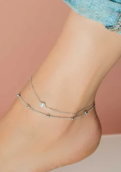 ZINZI zilveren enkelband rond wit 23+4cm ZIE1393