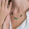 ZINZI zilveren fantasie collier 14K geel verguld met grote rechthoekige kleurstenen groen/zwart 42-45cm ZIC2112