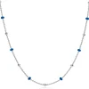 ZINZI zilveren fantasie ketting met 13 blauwe donuts en glanzende bolletjes 42-45cm ZIC2511