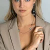 ZINZI zilveren fantasie ketting met paperclip schakels en vier ronde zettingen bezet met licht blauwe en indigo blauwe kleurstenen 40-45cm ZIC2418