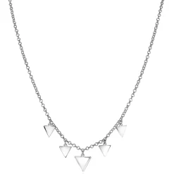 ZINZI zilveren fantasie ketting met 5 bungelende driehoekvormen 45cm ZIC1555