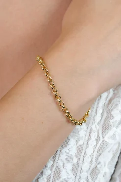 ZINZI zilveren geelvergulde jasseron armband 4,5mm breed 18cm ZIA1911G