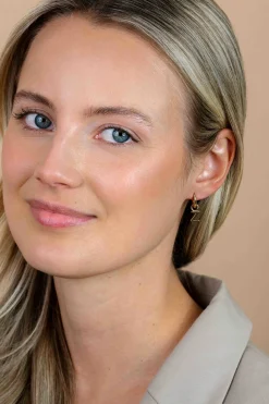 ZINZI zilveren geelvergulde letter oorbedel Z per stuk geprijsd ZICH2145Z. (zonder oorringen).