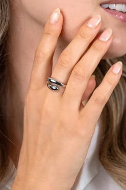 ZINZI zilveren gladde ring met twee druppelvormen 10mm breed ZIR2840