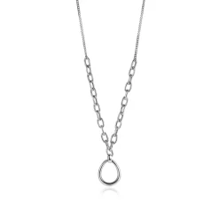 ZINZI zilveren gourmet collier met grotere ovale schakels en grote ovale hanger 40-45cm ZIC2481