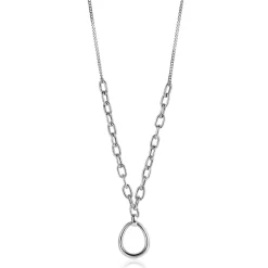 ZINZI zilveren gourmet collier met grotere ovale schakels en grote ovale hanger 40-45cm ZIC2481