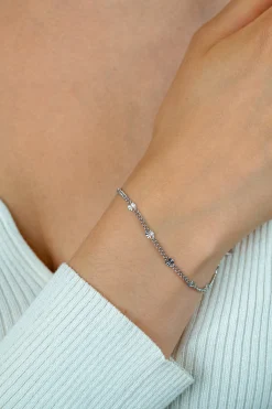 ZINZI zilveren gourmet schakelarmband met tien zonnestralen-plaatjes (3mm breed) ZIA2713
