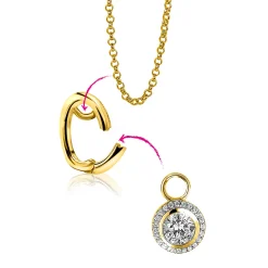 ZINZI zilveren handige hanger 14K geel verguld om je oorbedels aan een ketting te hangen ZIH1CHG