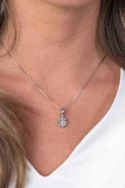 ZINZI zilveren hanger bloem wit ZIH1888 (zonder collier)