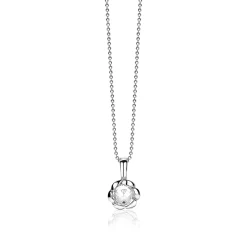 ZINZI zilveren hanger bloem wit ZIH1601 (zonder collier)
