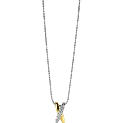 ZINZI zilveren hanger cross-over bicolor met witte zirconia's 18mm ZIH2240 (zonder collier)