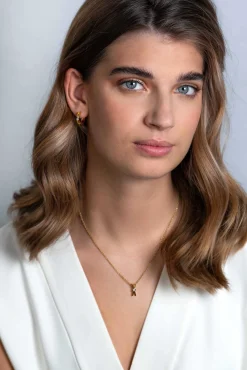 ZINZI zilveren hanger extra 14K geel verguld X-vorm witte zirconia ZIH2194Y (zonder collier)