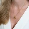 ZINZI zilveren hanger extra 14K geel verguld rond met touweffect 19mm ZIH2246G (zonder collier)