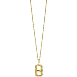ZINZI zilveren hanger geelverguld 26mm rechthoek met bolletjes rand ZIH1976G (zonder collier)