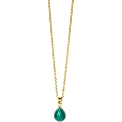 ZINZI zilveren hanger geelverguld groen peervorm 20mm ZIH1934GG (zonder collier)