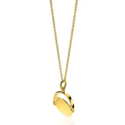 ZINZI zilveren hanger 14K geel verguld 27mm rond glimmend plaatje 18mm ZIH2217G (zonder collier)