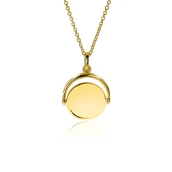 ZINZI zilveren hanger 14K geel verguld 27mm rond glimmend plaatje 18mm ZIH2217G (zonder collier)