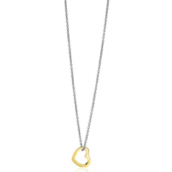 ZINZI zilveren hanger 14K geel verguld 12mm open hart ZIH2197G