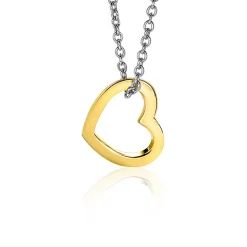 ZINZI zilveren hanger 14K geel verguld 12mm open hart ZIH2197G