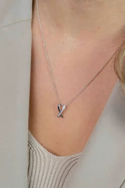 ZINZI zilveren hanger kruislings wit ZIH1625 (zonder collier)