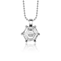 ZINZI zilveren hanger met zeshoekige witte zirconia 15mm ZIH2259 (zonder collier)