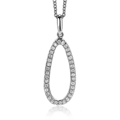 ZINZI zilveren hanger 33mm ovale vorm met witte zirconia's ZIH2038 (zonder collier)