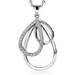 ZINZI zilveren hanger peer wit 40mm ZIH1369 (zonder collier)