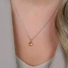 ZINZI zilveren hanger rond geel ZIH2072G (zonder collier)