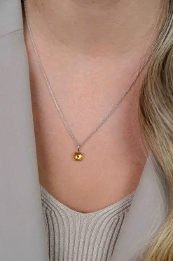 ZINZI zilveren hanger rond geel ZIH2072G (zonder collier)