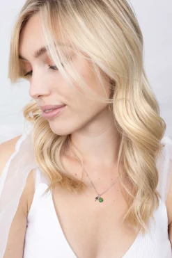 ZINZI zilveren hanger rond groen ZIH2072GR (zonder collier)