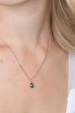 ZINZI zilveren hanger rond groen ZIH2072GR (zonder collier)