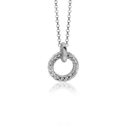 ZINZI zilveren hanger rond met touweffect 19mm ZIH2246 (zonder collier)