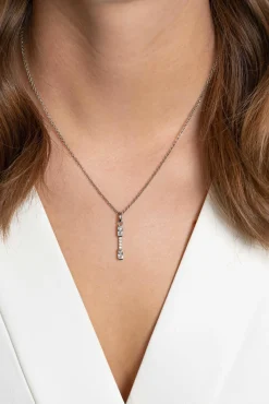 ZINZI zilveren hanger staafje 28mm met witte zirconia's ZIH2077 (zonder collier)
