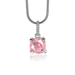 ZINZI zilveren hanger vierkant roze ZIH1470R (zonder collier)