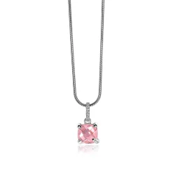 ZINZI zilveren hanger vierkant roze ZIH1470R (zonder collier)