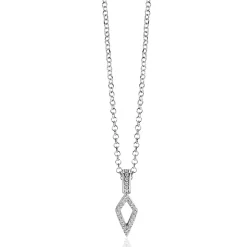 ZINZI zilveren hanger vliegervorm bezet met witte zirconia's en luxe hangoog 20mm ZIH2497 (zonder collier)