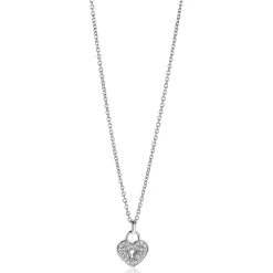 ZINZI zilveren hart hanger (15mm), met trendy sleutelgat en bezet met witte zirconia's ZIH2400 (zonder collier)